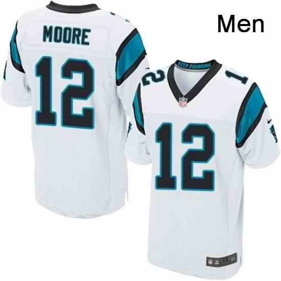 Mens Nike Carolina Panthers 12 DJ Moore Elite White NFL Jersey